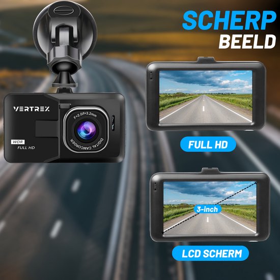 VERTREX Dashcam für Auto 1080P Full HD - Front und Heck - Dashcams - Nachtsicht - G-Sensor - 170° Weitwinkelobjektiv - 3.0" LCD - Bewegungserkennung - Schleifenaufzeichnung - Inkl. 32GB MicroSD Karte