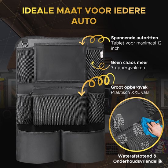 Toivo 2er-Set Luxus-Autositz-Organizer - wasserabweisendes Oxford-Material - Schwarz - Tablet-Halter - Auto-Organizer