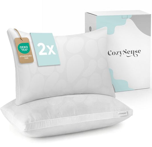 CozySense® Kopfkissen - 2er Set - 50x70 CM - Kühlendes Schlafkissen - Verstellbares Kissen mit extra Füllung - Kissen für Seiten-, Bauch- und Rückenschläfer