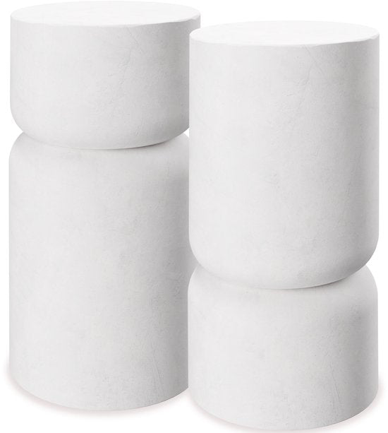 tectake® Beistelltisch Amine – Ø 28 x 54,5 cm - Set mit 2 Beistelltischen – Couchtisch aus robustem Magnesiumoxid in Steinoptik – Tisch für Wohnzimmer, Schlafzimmer oder Büro – Tragkraft 15 kg pro Tisch – Inklusive Bodenschonern