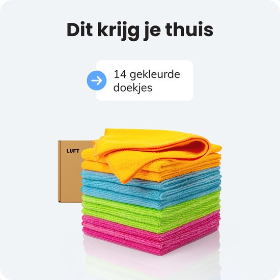LUFT Mikrofasertücher - 14 Stück - 30x30cm - Geeignet für Fenster, Reinigung, Fenster, Auto - Wischer - Reiniger - Reinigungstücher - Poliertücher - Trockentücher - Spültücher