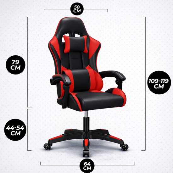 Bayt Gaming Stuhl - Gaming Stuhl - Komfort Gamer Stuhl - Schwarz und rot