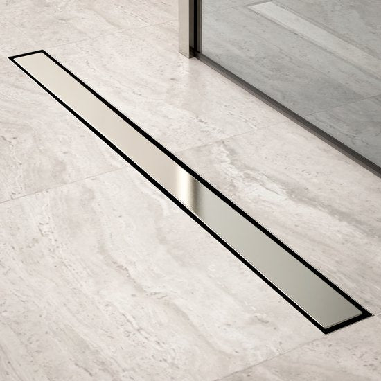 Duschrinne - 90cm - Fliesenrost - Edelstahl - Mit Flansch