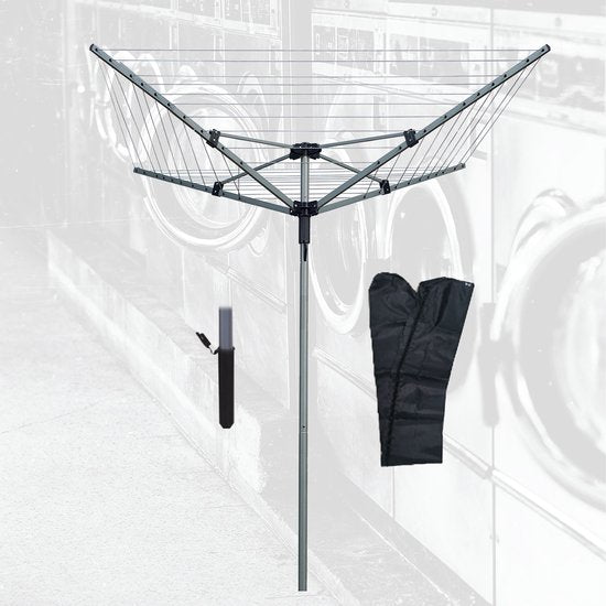 BRASQ Trocknungsturm Grau - 40 Meter - Zusammenklappbarer Trocknungsturm - Trocknungsturm mit Bodenanker und Schutzabdeckung - Trocknungsgestell