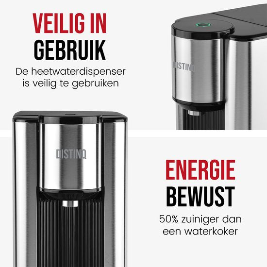 DistinQ Heißwasserspender - Deluxe-Wasserkocher - 2,5 Liter - Heißwasserhahn mit abnehmbarem Reservoir - Wasserkocher