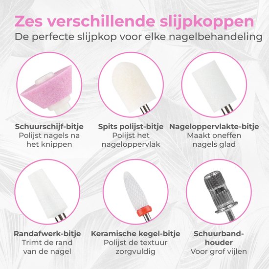 Nuvance Elektrische Nagelfeile - 15000 RPM - Nagelfräse - 12 Bits - 40 Schleifrollen - Maniküre & Pediküre Set