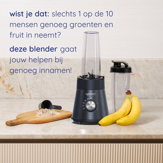 Safecourt Kitchen Hochleistungsmixer - 5 automatische Programme - Smoothie-Maker - 1300 Watt - Schwarz