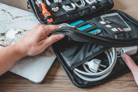 Sunflake Electronics & Cable Organiser - 3 Lagen - Kabel-Reisetasche - wasserabweisend - für 9.7" iPad - Festplatten - Ladegeräte - dunkelgrau
