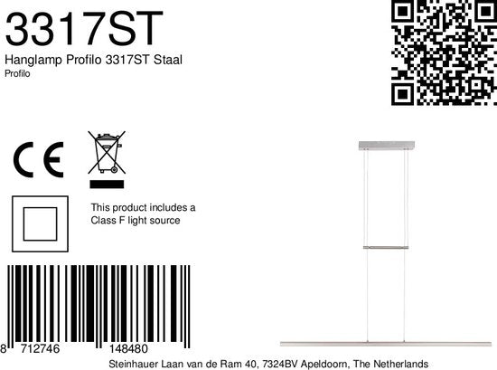 Steinhauer - Pendelleuchte - Profilo - Stahl - Acrylmetall - Designleuchte - LED - 3317ST