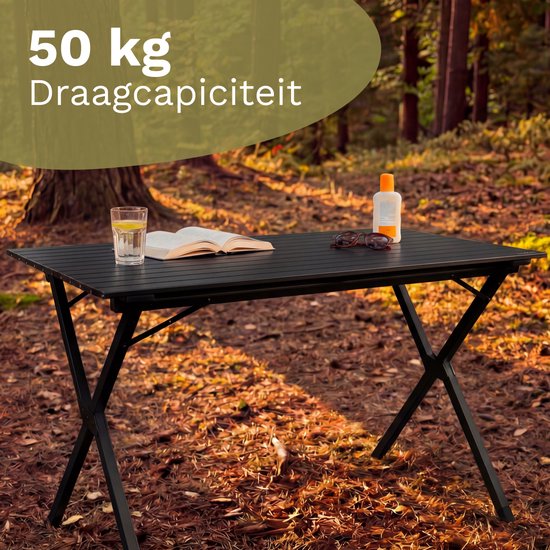 TRVLMORE Campingtisch - 120x70x70cm - Leichtgewicht mit Aluminiumrahmen - Klapptisch verstellbar - Campingtisch - Klapptisch - Schwarz