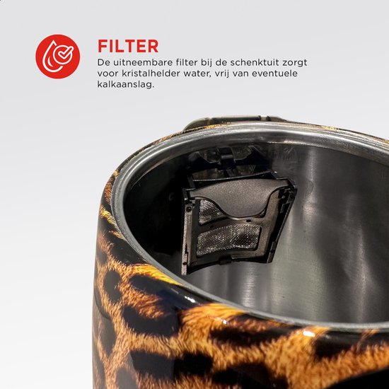 Bourgini Trendy Panther Kettle - Stilvoller Wasserkocher mit Panther-Print für moderne Küchen