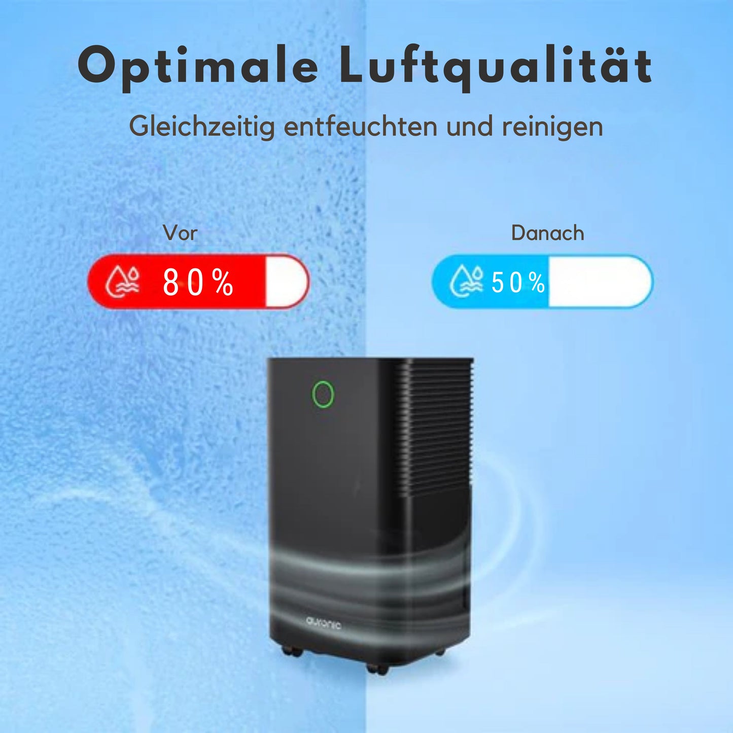 Auronic Luftentfeuchter - Compact Series - 12L pro Tag - Waschtrockenfunktion - Schlafzimmer, Badezimmer und Wohnzimmer - Feuchtigkeitsentferner für den Haushalt - Schwarz
