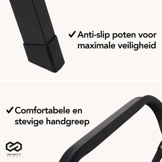 Infinity Goods Stabile Haushaltsleiter 4 Stufen - Küchentreppe zusammenklappbar - Antirutsch - Treppenleiter - faltbar - Metall - Schwarz