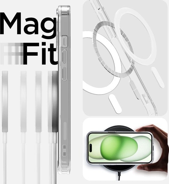 Podec Magsafe Case Passend für iPhone 15 Plus - Mit 3x Bildschirmschutz + 3x Kameraschutz - Magnetisch mit Ring Transparent - Handytasche Transparentes Case