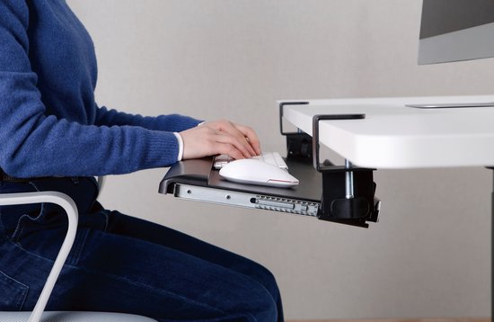Tastaturablage unter dem Schreibtisch - Tastaturhalter - Tastaturablage - Tastatur unter dem Schreibtisch - Tastaturablage - ergonomisches Sitzen - höhenverstellbar und ausziehbar