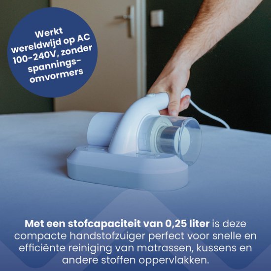 Nexxt Milbenstaubsauger mit UV-C Licht Sterilisation - Matratzenreiniger - Hausstaubmilbenstaubsauger - Doppelfiltersystem vernichtet 99,9% Milben - 300W