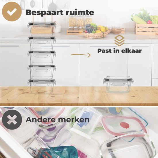 Stosh Freshness Schalen - Meal Prep Schalen - Gefrierschalen - 5 Stück - 1L - Kunststoff - BPA frei