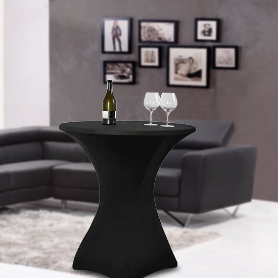 Infinity Goods 2x Stevige Zwarte Statafel + 2x Zwarte Statafelrok - Partytafel - Robuust en Weersbestendig - Inklapbaar - 80cm x 110cm - Feest