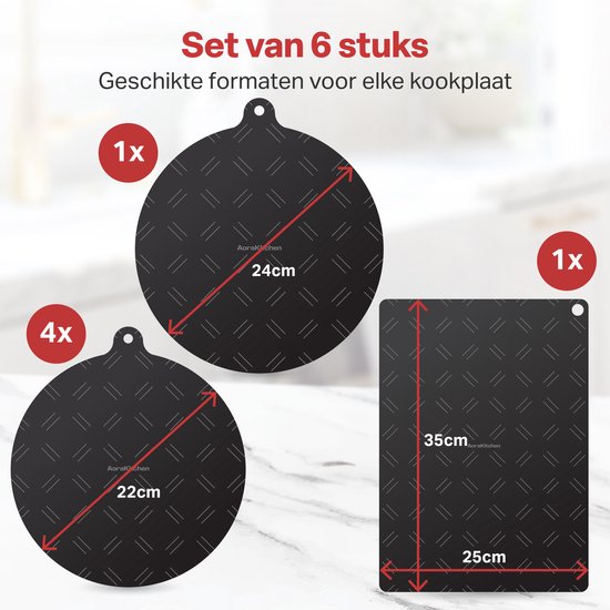 AoraKitchen Induktionsschutz - 6 Stück - bis zu 280 °C - Topflappen - Topflappenschutz - Topflappenschutz