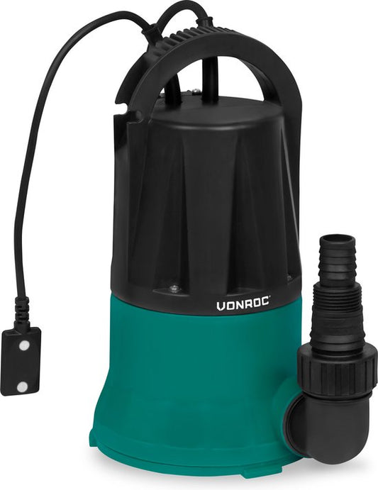 VONROC Tauchpumpe / Oberflächensaugpumpe / Mopppumpe - bis 1mm mit Sensorschalter - 400W - 6000l/h - Für sauberes Wasser