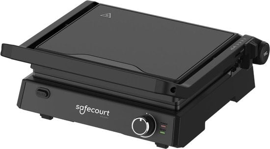 Safecourt Kitchen Contact Grill 3-in-1 - Toaster & Grillplatte - Abnehmbare Platten - PFAS-frei - Schwarz