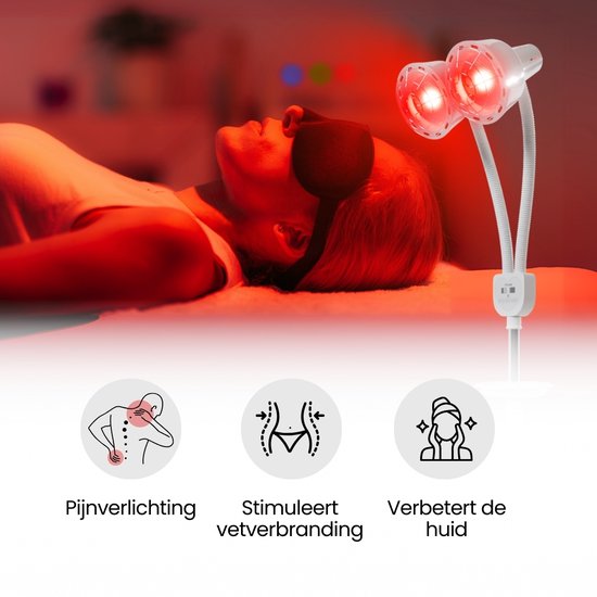 Resty® Infrarot-Lampe - 550W - Rotlichttherapie - Wärmelampe - Timer - Extra stabiler Fuß - Doppelkopf