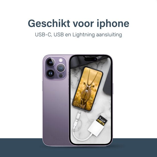 Skoov SD Kartenleser - Kartenleser für iPhone und USB-C - Micro SD und SD Kartenleser - Lightning Adapter - Speicherkartenleser - SD und Micro SD Leser - USB zu USB C