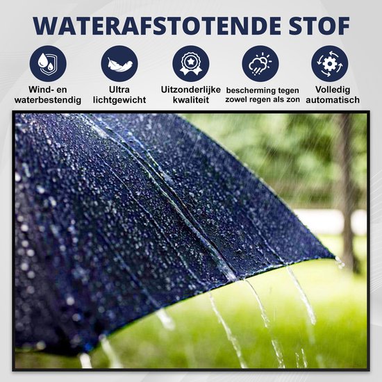 K&L Storm Regenschirm faltbar - sturmsicher bis 100km/h - automatisch aufklappender Regenschirm - inkl. Schutzhülle - Blau