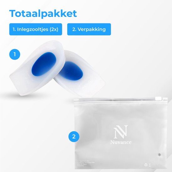 Nuvance - Fersensporn Einlagen - Fersenschützer - Einlagen - Fersensporn - 2 Stück für Größe 40-45 - Blau