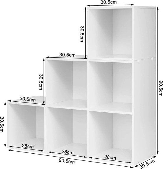 Woltu 6-Regal Bücherregal - 90 x 90 x 30 cm - weiß MDF - modular und stilvoll