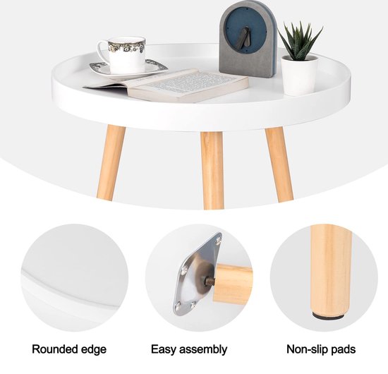 Rootz Beistelltisch - Couchtisch - Nachttisch - Wohnzimmer-Akzent - Lounge-Stand - Beistelltisch - Weiß - 50 x 44 cm (ø x H)