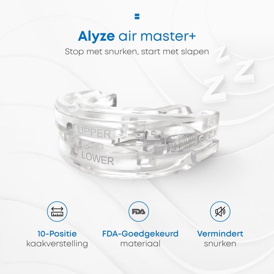 Anti-Schnarch-Bandage - PRO+ - Inkl. Box & Ebook - Verstellbar - Für eine gute Nachtruhe - Zahn-Bonbon - Zahn-Bonbon - Transparent BPA frei - Alyze