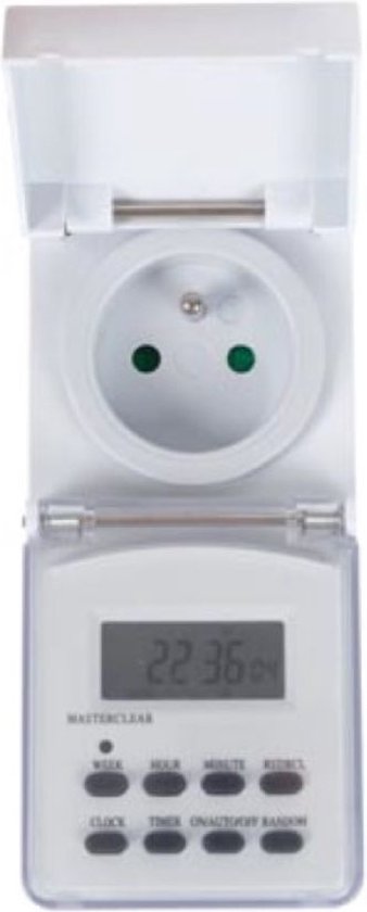 Perel Wochenzeitschaltuhr, digital, 230 V, 32 A, 3600 W, IP44, für den Außenbereich, französische Erdung Typ E, weiß