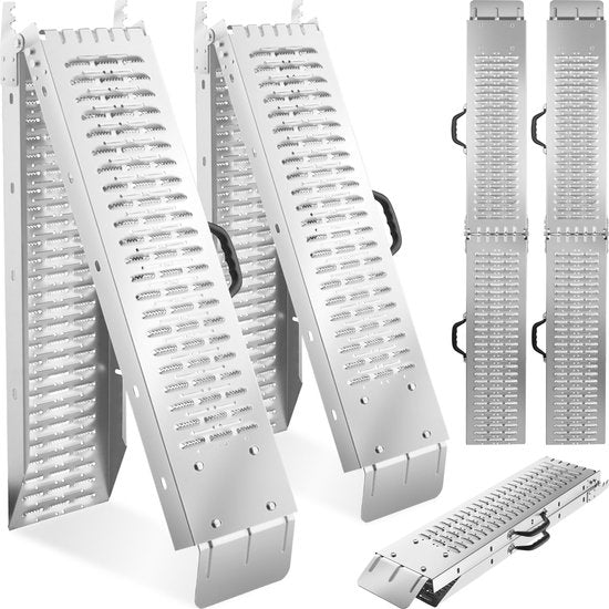 tectake - 2er-Set Björn-Rampen - Zusammenklappbar mit Tragegriffen - Zusammenklappbar - Belastbarkeit bis 400 kg - 200 kg pro Rampe - 166 cm