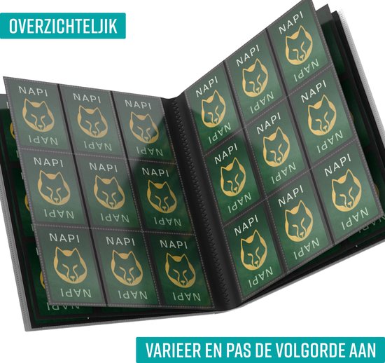 NAPI Sammelmappe 360 Karten - Profi-Mappe für Karten - Sammelkartenmappe - 9 Taschen - Premium-Kartenmappe - 20 Seiten - A4-Format - Rot