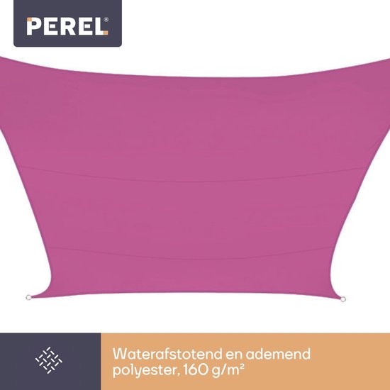 Perel Schattentuch, wasserabweisend, 2 x 3 m, 160 g/m², Polyester, rechteckig, fuchsia
