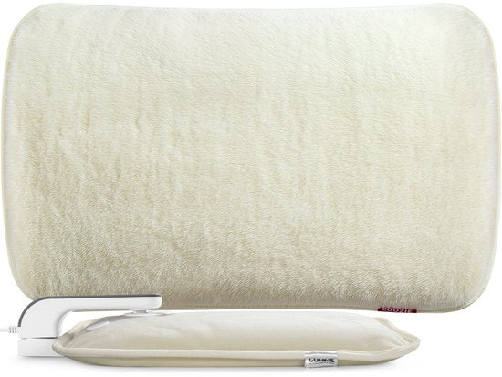 Coozie Elektrische Kanne - 1L - mit ThermoSoft Hülle aus Plüsch - Wärmende weiche Heißwasserkanne - Heißwasserkanne - Beige