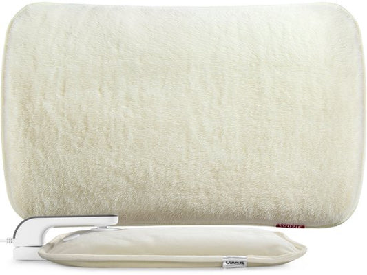 Coozie Elektrische Kanne - 1L - mit ThermoSoft Hülle aus Plüsch - Wärmende weiche Heißwasserkanne - Heißwasserkanne - Beige