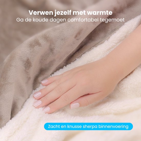 Auronic Electric Blanket - Wärmedecke - Sherpa Fleece - 9 Wärme- und Timer-Einstellungen - Decke - 200x180 - 2 Personen - Taupe