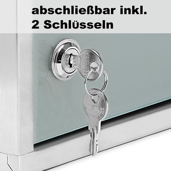 Monzana - Medizinschrank mit Schloss - Silber - Edelstahl - 48,5cm x 25cm x 12cm