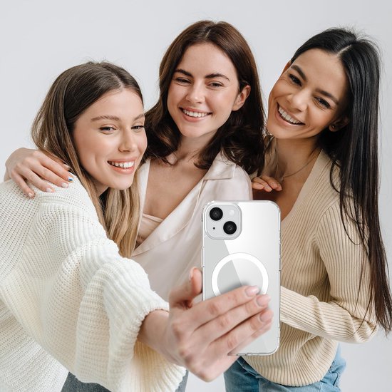 Podec Magsafe Case Passend für iPhone 15 Plus - Mit 3x Bildschirmschutz + 3x Kameraschutz - Magnetisch mit Ring Transparent - Handytasche Transparentes Case