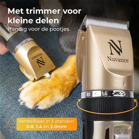 Nuvance - Hundeschermaschine - Set - Geräuschlos - Kabellos - für Hund & Katze - Professioneller Hundetrimmer