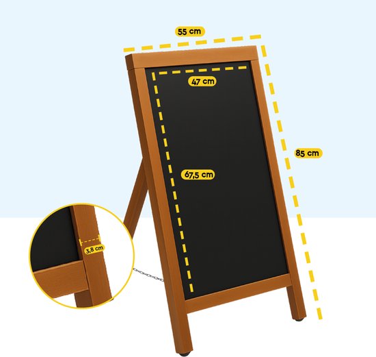 BRASQ Kreidetafel Mahagoni - 55x 85 CM - Kreidetafel - Werbeschild - Bürgersteigschild - Einseitig - für Innen und Außen - Gastgewerbe