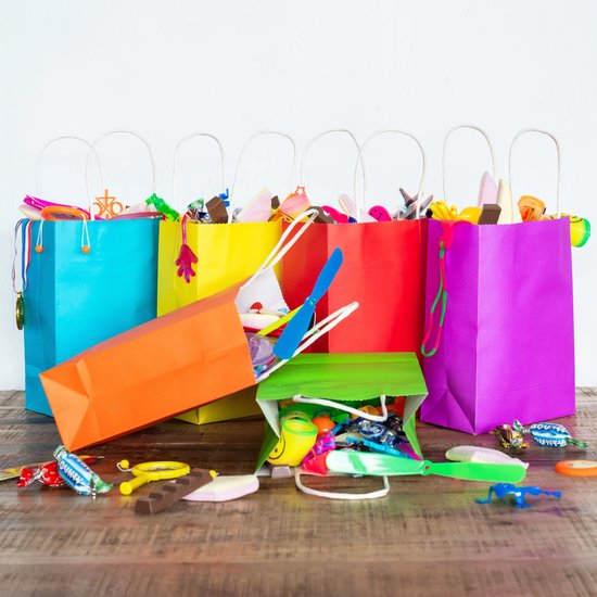 Partizzle 24x Paper Handout Bags - Candy Bags für Kinder - Handout Bags Kinderparty Geburtstag - Kleine Spielzeug Geschenktüten - Karneval Candy Handout Bags Fidget Toys Treat Bags - 21x15 cm