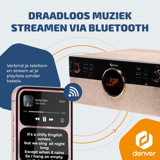 Denver Retro-Schallplattenspieler - Radio - CD - Kassette - Bluetooth - mit automatischer Abschaltung