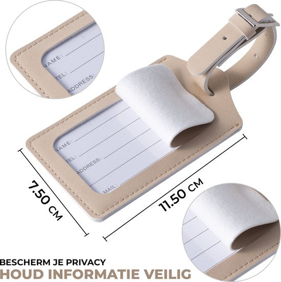 EverNeeds Gepäckanhänger - Gepäckanhänger für Koffer - Gepäckanhänger - PU Leder - Creme - 2 Stück