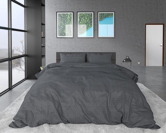 Sleeptime Flannel Jason - Bettbezug - Einzel - 140x200/220 + 1 Kopfkissenbezug 60x70 - Anthrazit