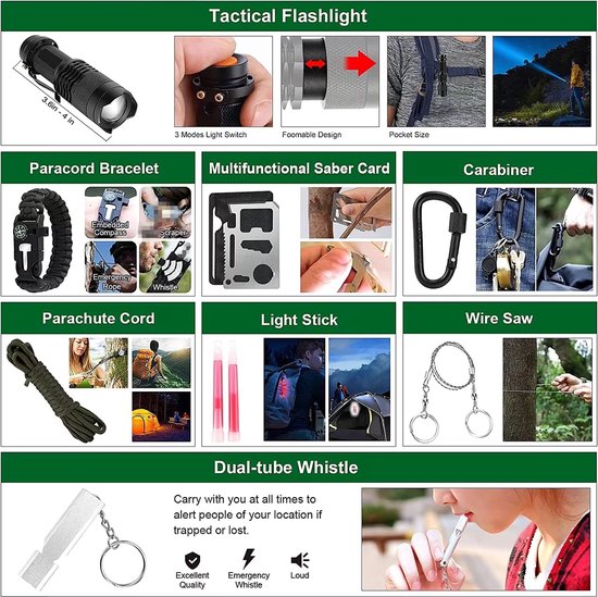 Garpex® Notfallpaket – Survival-Kit – Komplettes Überlebenspaket – Survival-Set – Camping-Set – Outdoor-Set – Erste-Hilfe-Set