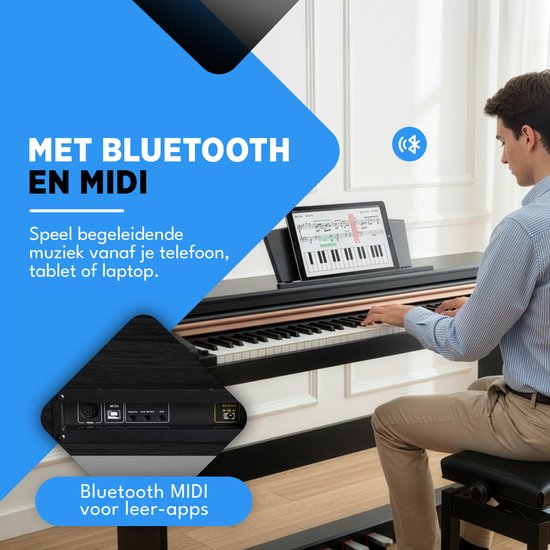 Finesse Digital Piano - 88 gewichtete Tasten - mit Rahmen, Pedalen & Hocker - Keyboard Piano - Electric Piano - Erwachsene & Kinder