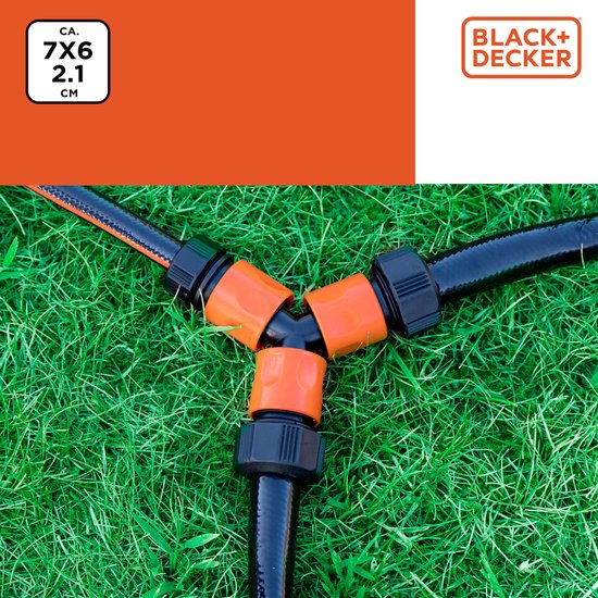 BLACK+DECKER Gartenschlauchkupplung - 3-Wege - 7 x 6 x 2.1 CM - Schwarz